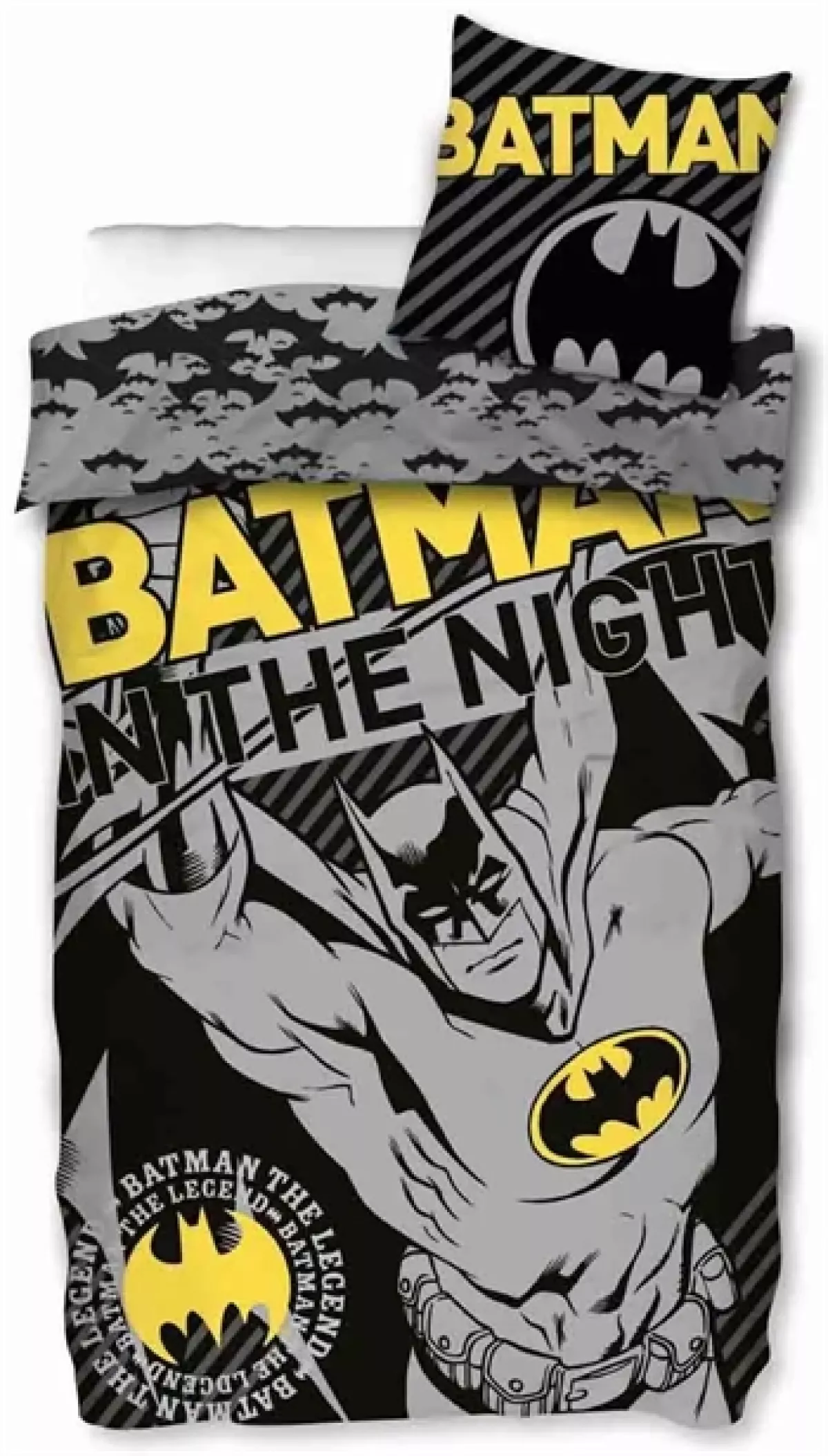 #1 - Batman sengetøj - 140x200 cm - In the night - 2 i 1 design - Batman sengesæt i 100% bomuld